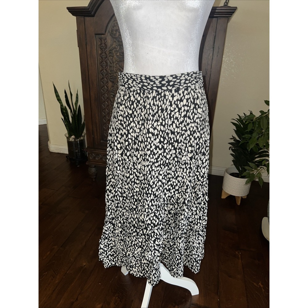 TalbotsPull On Skirt Black Spotted Ruffle Tiered Women's Small New with tags